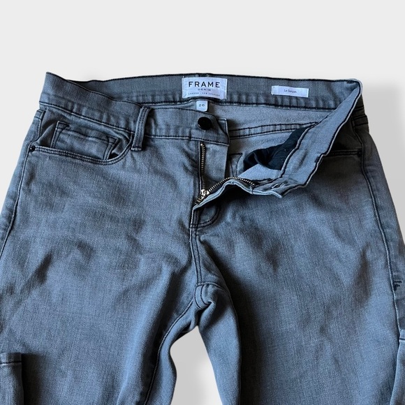 Frame Le Garcon Low to Mid Rise Skinny Jeans Gray Distressed Busted Knee Sz 26 - Picture 8 of 14